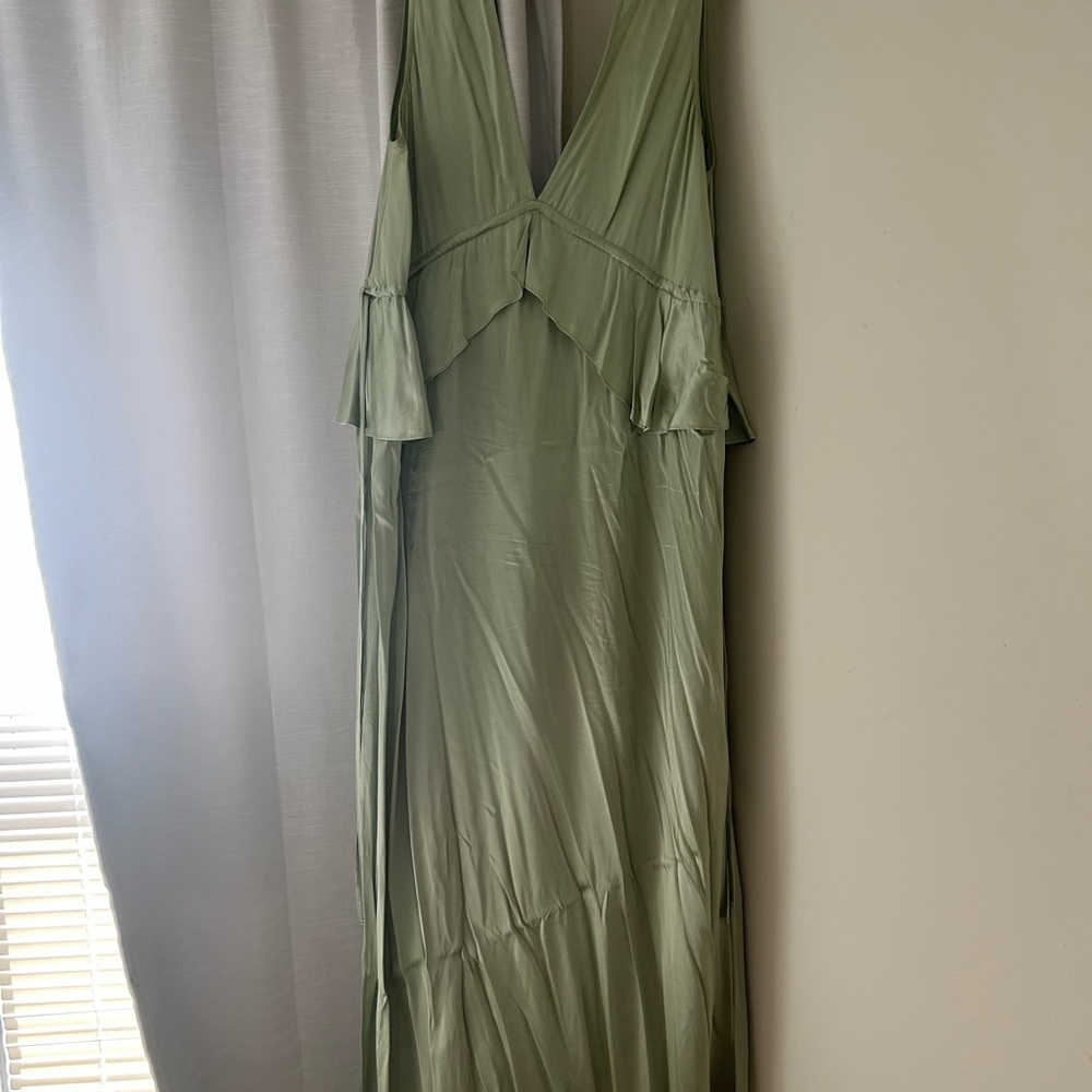 Topshop Green Ruffled Wrap Sundress